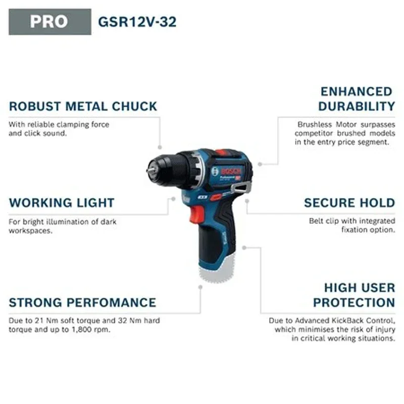 Bosch GSR 12V-32 Brushless Cor - Power Drill Cordless recension och pris